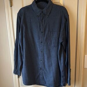 EUC John Ashford Black & Navy Flannel Button-Up Shirt L